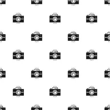 Photo camera retro seamless pattern. Print. Photograph, photo gadget, instant Stock Illustration