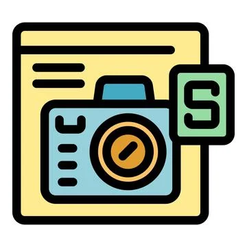 Photo camera saving image file on memory card Stock Illustration