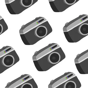 Photo camera seamless pattern in cartoon style Stockillustratie