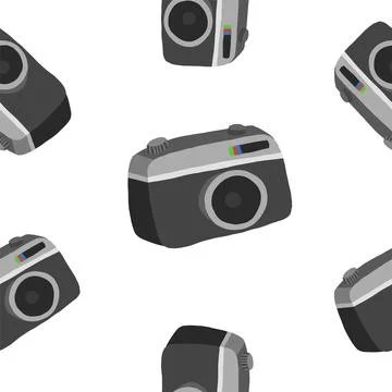 Photo camera seamless pattern in cartoon style Stock Illustration