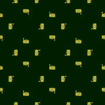 Photo camera seamless pattern. Cute vintage cameras background. Stock Illustration