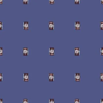 Photo camera seamless pattern. Cute vintage cameras background. Illustrazione stock