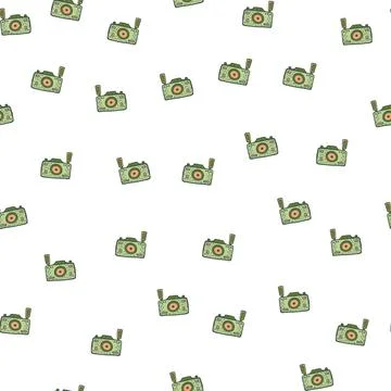 Photo camera seamless pattern. Cute vintage cameras background. Stock Illustration
