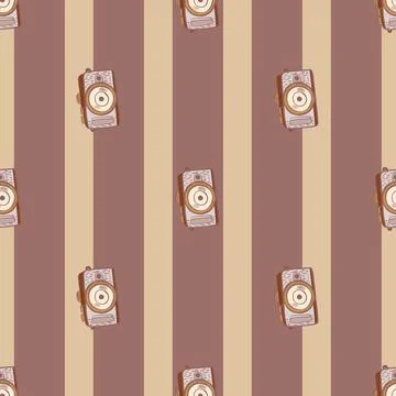 Photo camera seamless pattern. Cute vintage cameras background. Stock Illustration