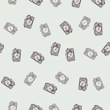 Photo camera seamless pattern. Cute vintage cameras background. Illustrazione stock