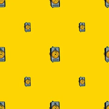 Photo camera seamless pattern. Cute vintage cameras background. Stock Illustration