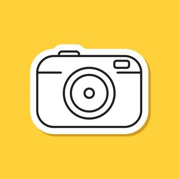 Photo camera sticker icon in flat line style. Photography equipment vector .. Stock Illustration