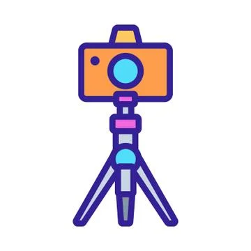 Photo camera on tripod icon vector outline illustration 스톡 일러스트