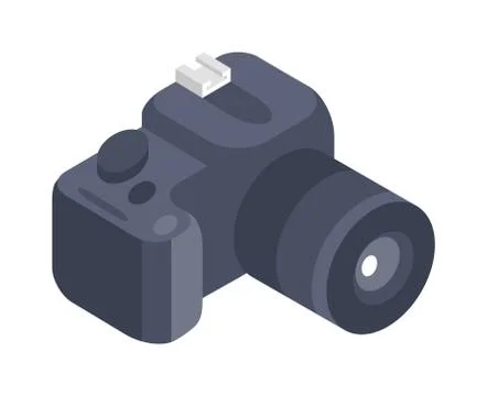 Photo camera vector 3d isometric icon isolated on a white background Stock Illustration