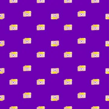 Photo camera vintage seamless pattern. Retro photo cameras design. Repeated t Illustrazione stock