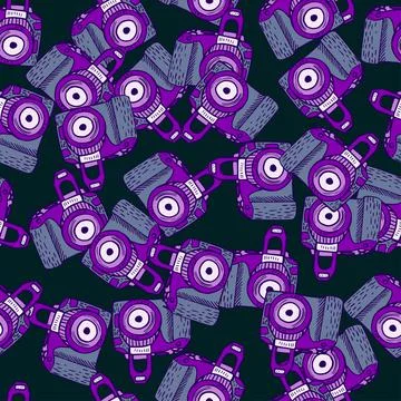 Photo camera vintage seamless pattern. Retro photo cameras design. Stock Illustration