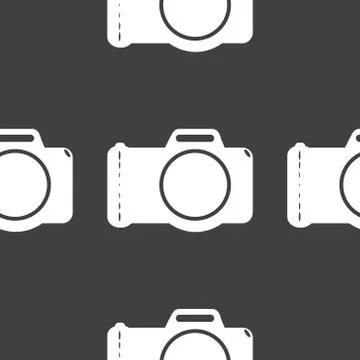 Photo camera web icon. flat design. Seamless gray pattern. イラスト素材