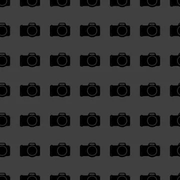 Photo camera web icon. flat design. Seamless gray pattern. 스톡 일러스트