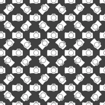 Photo camera web icon. flat design. Seamless gray pattern. イラスト素材
