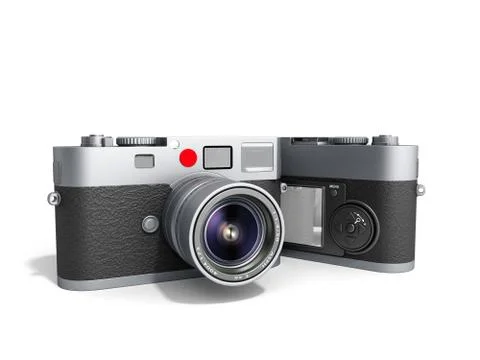 Photo cameras 3d render on white Illustrazione stock
