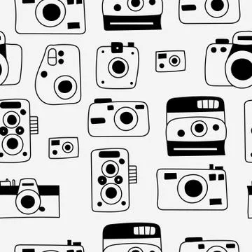Photo cameras seamless pattern Stock Illustration