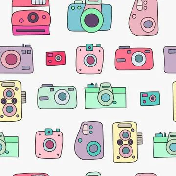 Photo cameras seamless pattern Stock Illustration