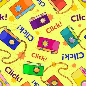 Photo cameras vector seamless pattern Stock Illustration