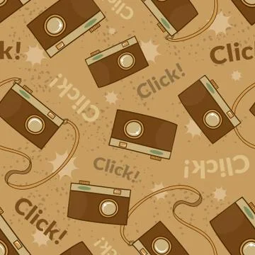 Photo cameras vector seamless pattern Stock Illustration