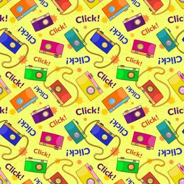 Photo cameras vector seamless pattern Stock Illustration