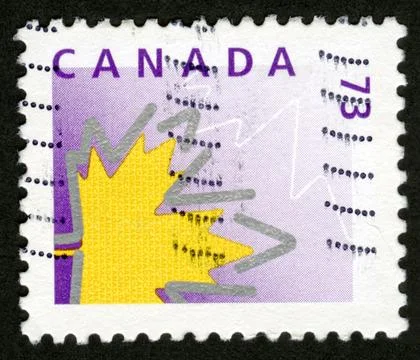 Photo, Canada, stylized maple leaf, 1998, Stamp, postage stamp, mail, letter, Foto stock