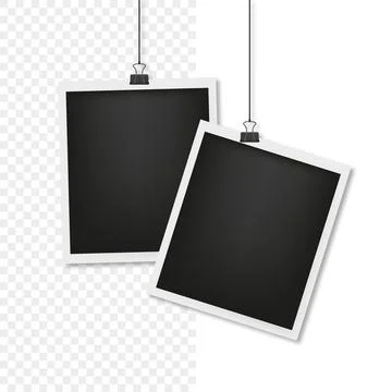 Photo card on thread with shadow, transparent background Stock Illustration