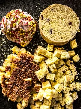The photo is chopped easter cake Stock Photos
