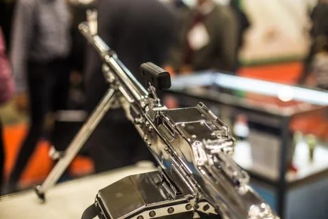 In the photo, a chromed machine gun Stock Photos