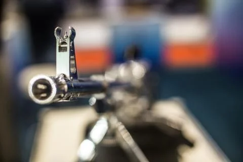In the photo, a chromed machine gun Stock Photos
