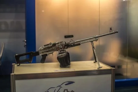 In the photo, a chromed machine gun Photos