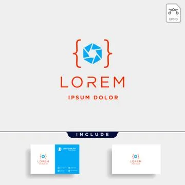 Photo code logo design camera coding simple line イラスト素材