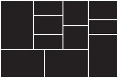 Photo collage pattern. White frames, black pattern Ilustração Stock