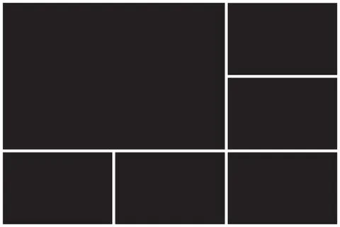 Photo collage pattern. White frames, black pattern Illustrazione stock