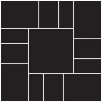 Photo collage pattern. White frames, black pattern Illustrazione stock