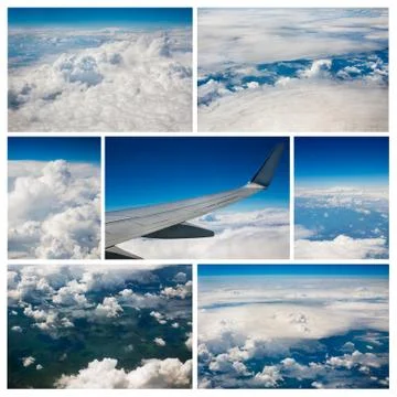 Photo collage of sky and clouds background Stock Photos