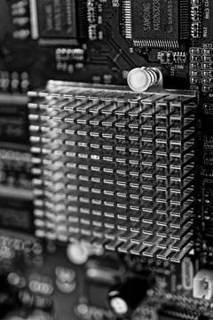Photo computer motherboard, central processing unit, CPU, system memory, RAM,  스톡 사진