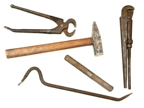 Photo of the different instruments over the white background Stock Photos