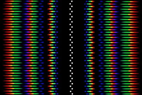 Photo of a diffraction pattern from a double line of LEDs Stock Photos