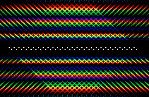 Photo of a diffraction pattern from a double line of LEDs Foto stock