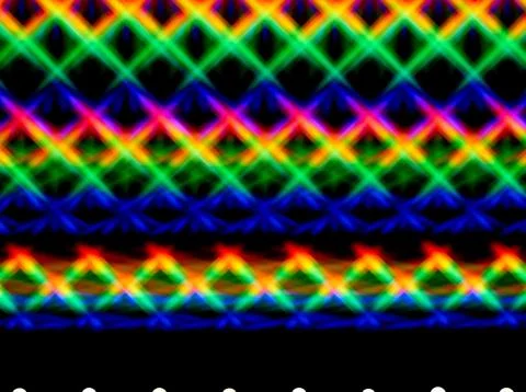 Photo of a diffraction pattern from a double line of LEDs Stock Photos