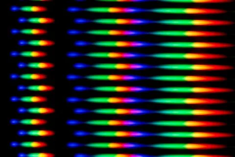 Photo of a diffraction pattern from a double line of LEDs Stock Photos