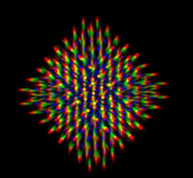 Photo diffraction pattern of the LED array, obtained by the grating Stock Illustration