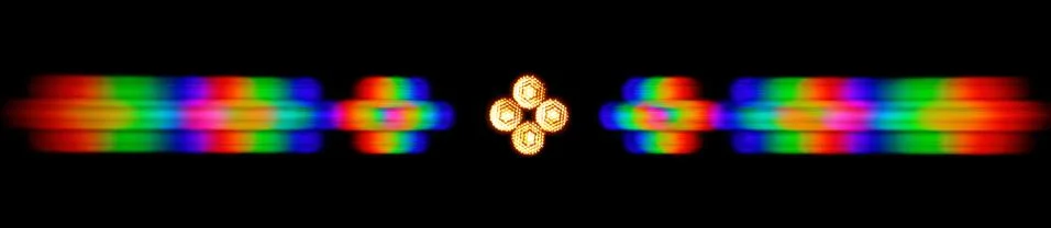 Photo of the diffraction pattern of LED array light Stock Photos