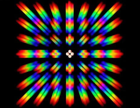Photo of the diffraction pattern of LED array light Stock Photos