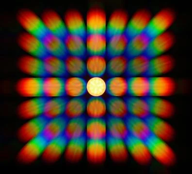 Photo of the diffraction pattern of LED lamp light Foto stock