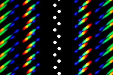 Photo of a diffraction pattern from a line of LEDs Stock Photos