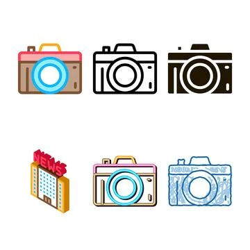 Photo diversity camera icon vector outline Stockillustratie