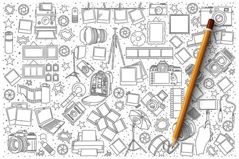 Photo doodle vector set イラスト素材