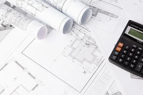 Photo drawings for the project engineering work Stock Photos