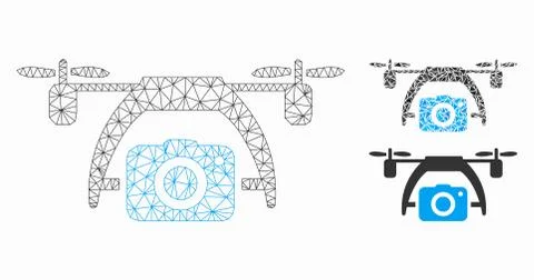 Photo Drone Vector Mesh 2D Model and Triangle Mosaic Icon Stockillustratie
